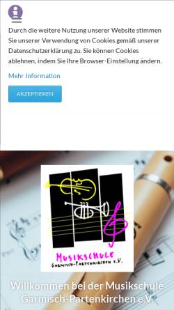 Vorschau der mobilen Webseite www.musikschule-gap.de, Musikschule Garmisch-Partenkirchen e.V.