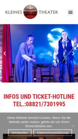 Vorschau der mobilen Webseite www.kleinestheater.de, Kleines Theater Garmisch-Partenkirchen