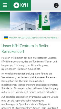 Vorschau der mobilen Webseite www.kfh.de, Dialyse in Berlin