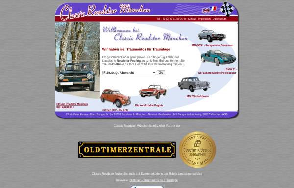 Vorschau von www.classic-roadster-rent.de, Classic Roadster München