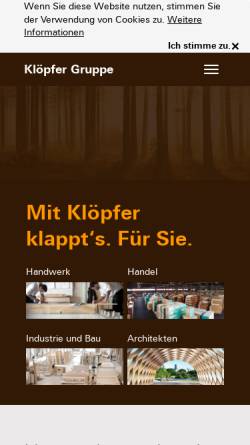 Vorschau der mobilen Webseite www.kloepferholz.de, Klöpferholz GmbH & Co. KG