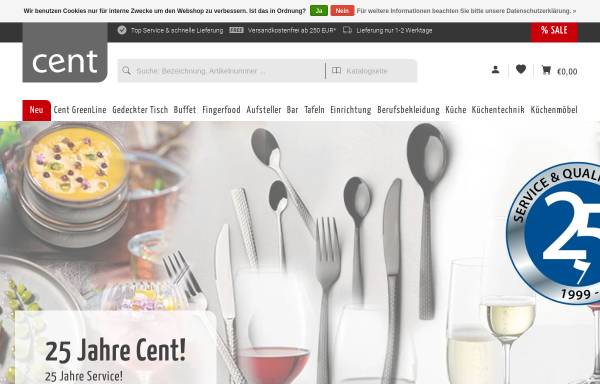 Vorschau von www.cent-online.de, CENT Fachversand für Hotel und Gastronomie