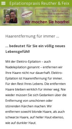 Vorschau der mobilen Webseite epilation-reuther.de, Epilationsinstitut Tina Reuther