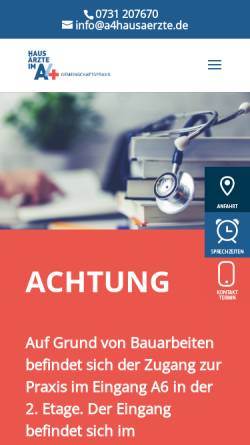 Vorschau der mobilen Webseite www.a4hausaerzte.de, Babian, Ehmann, Graf und Heppner