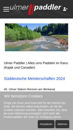 Vorschau der mobilen Webseite www.ulmer-paddler.de, Ulmer Paddler e. V.