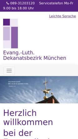 Vorschau der mobilen Webseite www.muenchen-evangelisch.de, Evangelisch-Lutherisches Dekanat