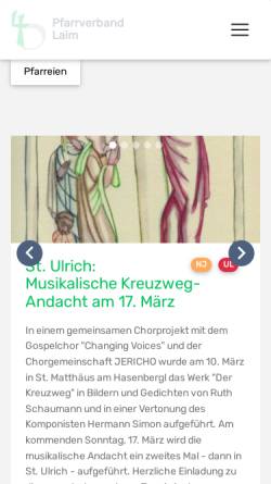 Vorschau der mobilen Webseite www.pfarrei-st-ulrich.de, Katholische Pfarrei St. Ulrich