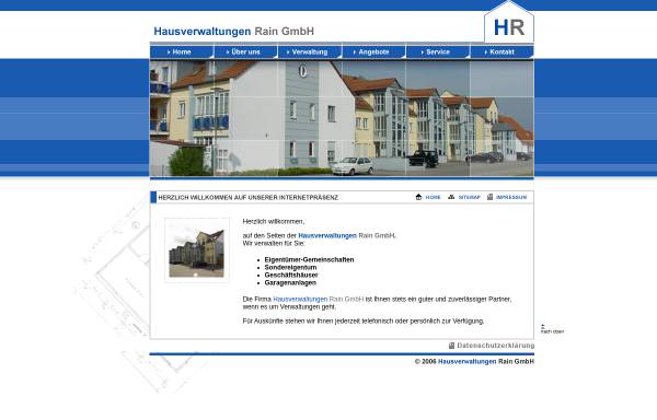 Vorschau von www.hausverwaltungen-rain.de, Hausverwaltungen Rain GmbH