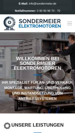 Vorschau der mobilen Webseite www.sondermeier.de, Sondermeier Elektromotoren Handels GmbH