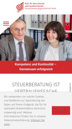 Vorschau der mobilen Webseite www.steuerkanzlei-herrler.de, Steuerkanzlei Prof. Dr. Hans Herrler