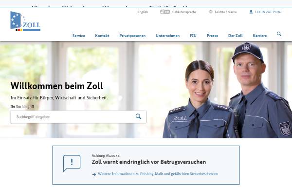 Vorschau von www.zoll.de, Bundeszollverwaltung