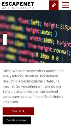 Vorschau der mobilen Webseite www.escapenet.ch, Escapenet GmbH