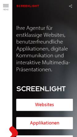 Vorschau der mobilen Webseite www.screenlight.ch, Screenlight Interactive AG