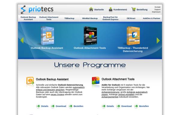 Vorschau von www.priotecs.com, Priotecs Software