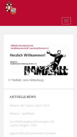 Vorschau der mobilen Webseite www.hg-lausto.de, Handballgemeinschaft Kreisverband Lauenburg / Stormarn
