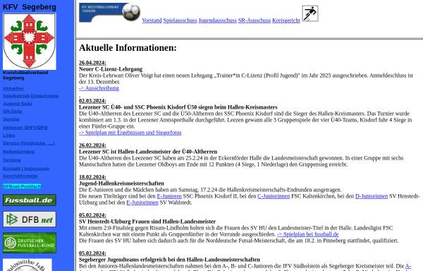 Vorschau von www.kfv-sh-segeberg.de, Kreisfußballverband Segeberg