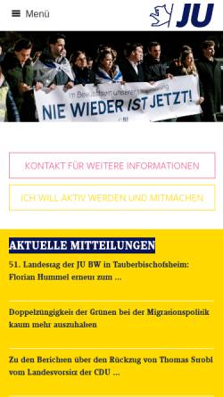 Vorschau der mobilen Webseite www.ju-bw.de, Junge Union Baden-Württemberg