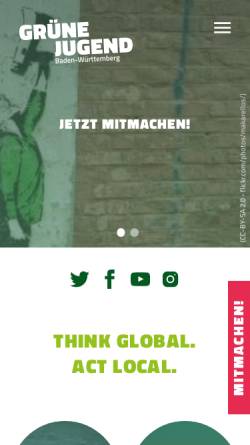 Vorschau der mobilen Webseite www.gjbw.de, Grüne Jugend Baden-Württemberg