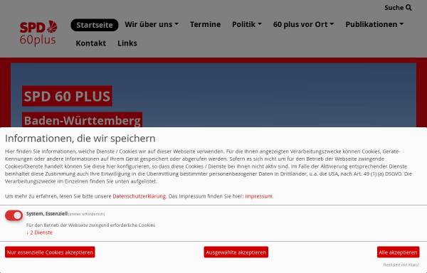 Vorschau von www.spd60plus-bw.de, Arbeitsgemeinschaft sozialdemokratischer Seniorinnen und Senioren Baden-Württemberg