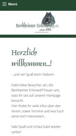Vorschau der mobilen Webseite www.erlenwoelf.de, Narrenzunft Berkheimer Erlenwölf e.V.