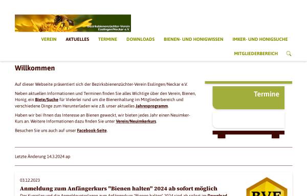 Vorschau von www.imker-esslingen.de, Bezirksbienenzüchter-Verein