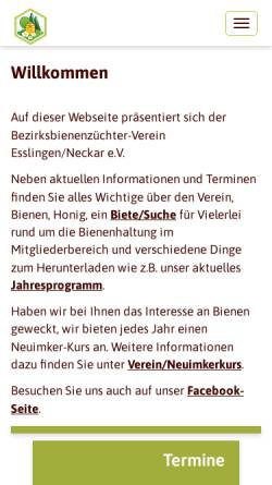 Vorschau der mobilen Webseite www.imker-esslingen.de, Bezirksbienenzüchter-Verein