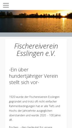 Vorschau der mobilen Webseite www.fischereiverein-esslingen.de, Fischereiverein Esslingen
