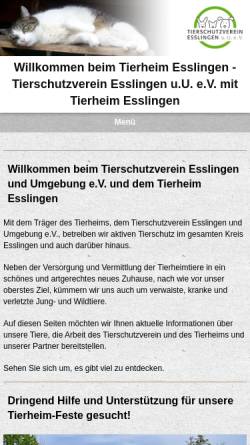 Vorschau der mobilen Webseite www.tierschutzverein-esslingen.de, Tierschutzverein