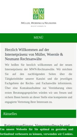 Vorschau der mobilen Webseite www.mueller-woernle.de, Rechtsanwälte Müller & Woernle