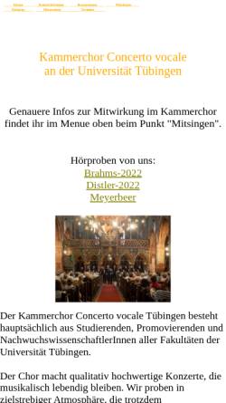 Vorschau der mobilen Webseite www.kammerchor-tuebingen.de, Concerto Vocale Tübingen