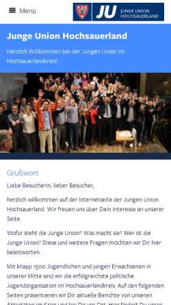 Vorschau der mobilen Webseite www.ju-hsk.de, Junge Union Hochsauerland
