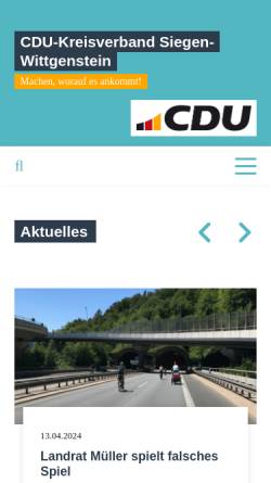 Vorschau der mobilen Webseite www.cdu-si.de, CDU-Kreisverband Siegen-Wittgenstein