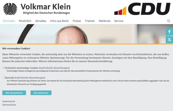 Vorschau von www.volkmarklein.de, Klein, Volkmar (MdB)