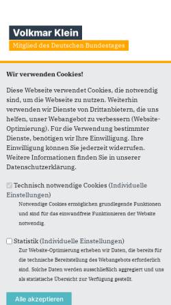 Vorschau der mobilen Webseite www.volkmarklein.de, Klein, Volkmar (MdB)
