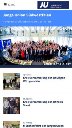 Vorschau der mobilen Webseite www.ju-swf.de, Junge Union Südwestfalen
