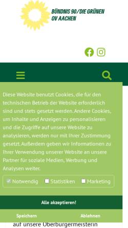 Vorschau der mobilen Webseite www.gruene-aachen.de, Bündnis 90/Die Grünen Kreisverband Aachen-Stadt