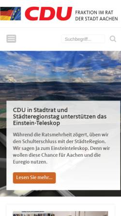 Vorschau der mobilen Webseite www.cdu-fraktion-aachen.de, CDU-Ratsfraktion Aachen