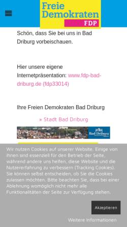 Vorschau der mobilen Webseite www.fdp-bad-driburg.de, FDP Bad Driburg