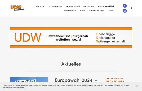 Vorschau von www.udw-drolshagen.de, Unabhängige Drolshagener Wählergemeinschaft e.V.