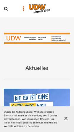 Vorschau der mobilen Webseite www.udw-drolshagen.de, Unabhängige Drolshagener Wählergemeinschaft e.V.