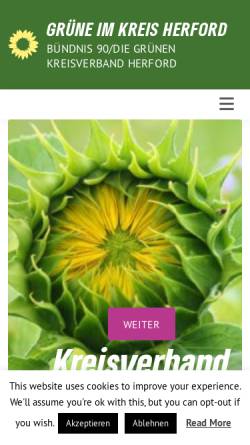 Vorschau der mobilen Webseite gruene-kreis-herford.de, Bündnis 90/Die Grünen, Ortsverband Enger