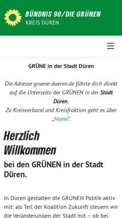 Vorschau der mobilen Webseite gruene-dueren.de, Bündnis 90/Die Grünen Stadt Düren