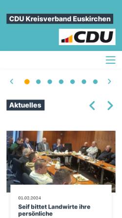 Vorschau der mobilen Webseite www.cdu-kreis-euskirchen.de, CDU-Stadtverband Euskirchen