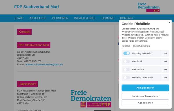 Vorschau von www.fdp-marl.de, FDP Marl, Westfalen