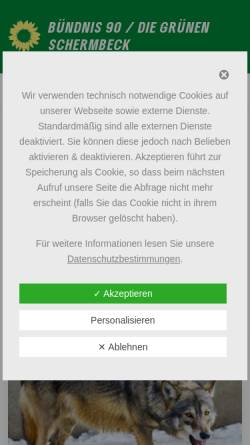 Vorschau der mobilen Webseite www.gruene-schermbeck.de, Bündnis 90/Die Grünen Schermbeck