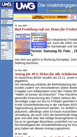 Vorschau der mobilen Webseite www.uwg-schmallenberg.de, UWG Schmallenberg