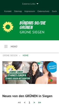 Vorschau der mobilen Webseite www.gruene-siegen.de, Bündnis 90/Die Grünen Ratsfraktion Siegen