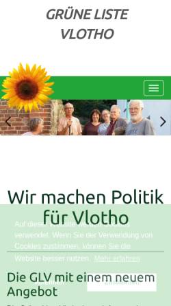 Vorschau der mobilen Webseite www.gruenelistevlotho.de, Grüne Liste Vlotho