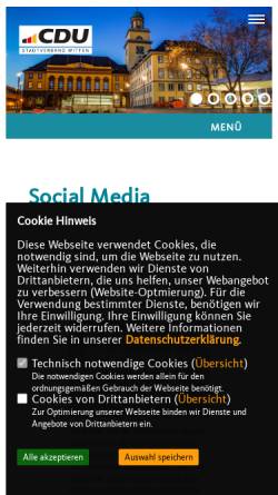 Vorschau der mobilen Webseite www.cdu-witten.de, CDU-Stadtverband Witten