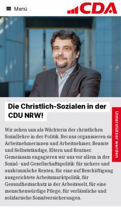 Vorschau der mobilen Webseite www.cda-nrw.de, CDA Landesverband Nordrhein-Westfalen